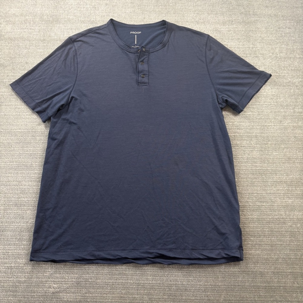 Proof Huckberry 72 Hour Merino Wool Henley Shirt Mens L Blue Baselayer Hiking